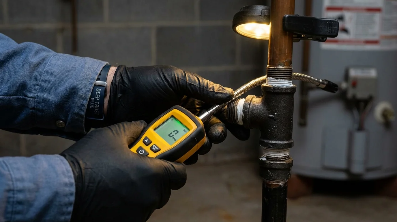 Gas leak detection with electronic sniffer by Johns Plumbing LLC in Ridgecrest