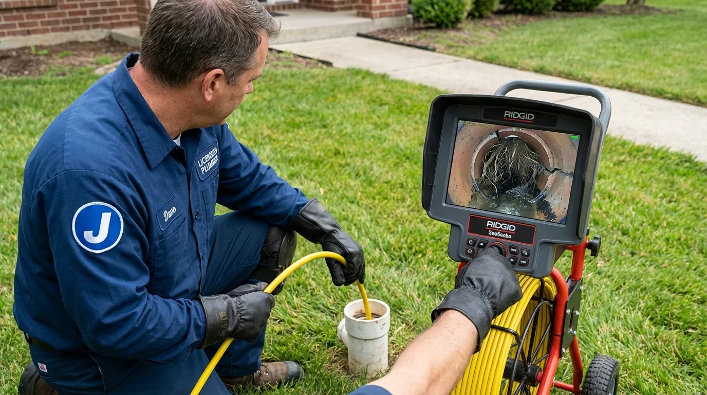 Sewer camera inspection being performed by Johns Plumbing LLC in Ridgecrest